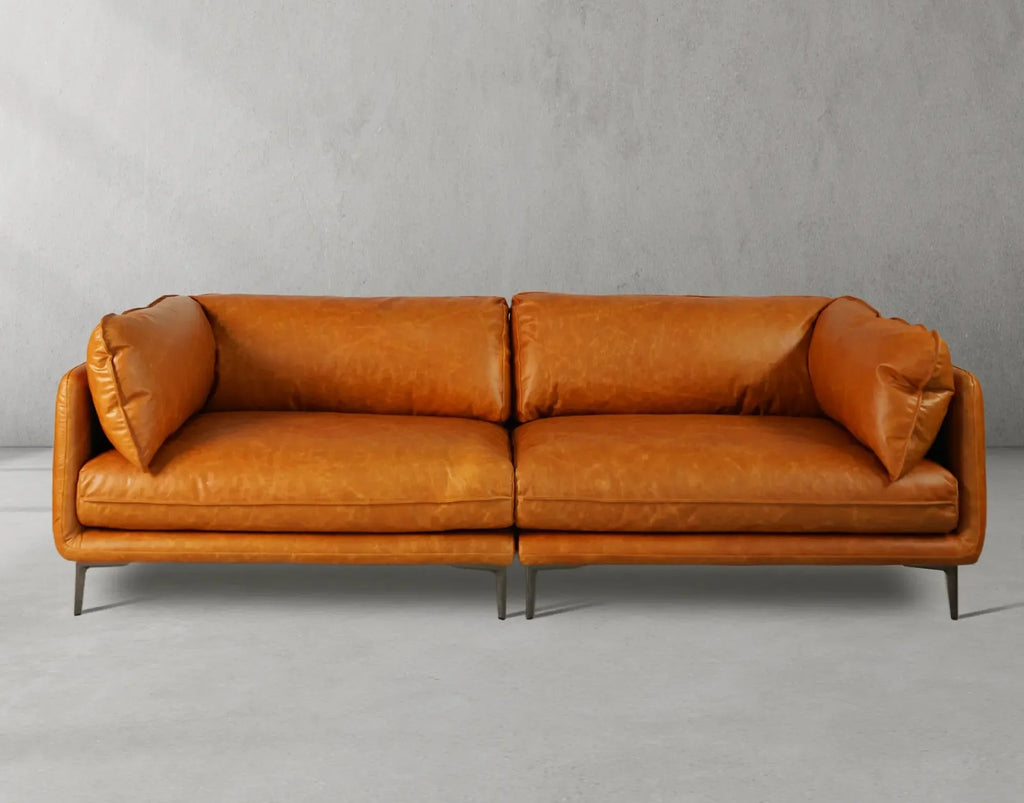 Mercury Long Arm Leather & Mental Sofa