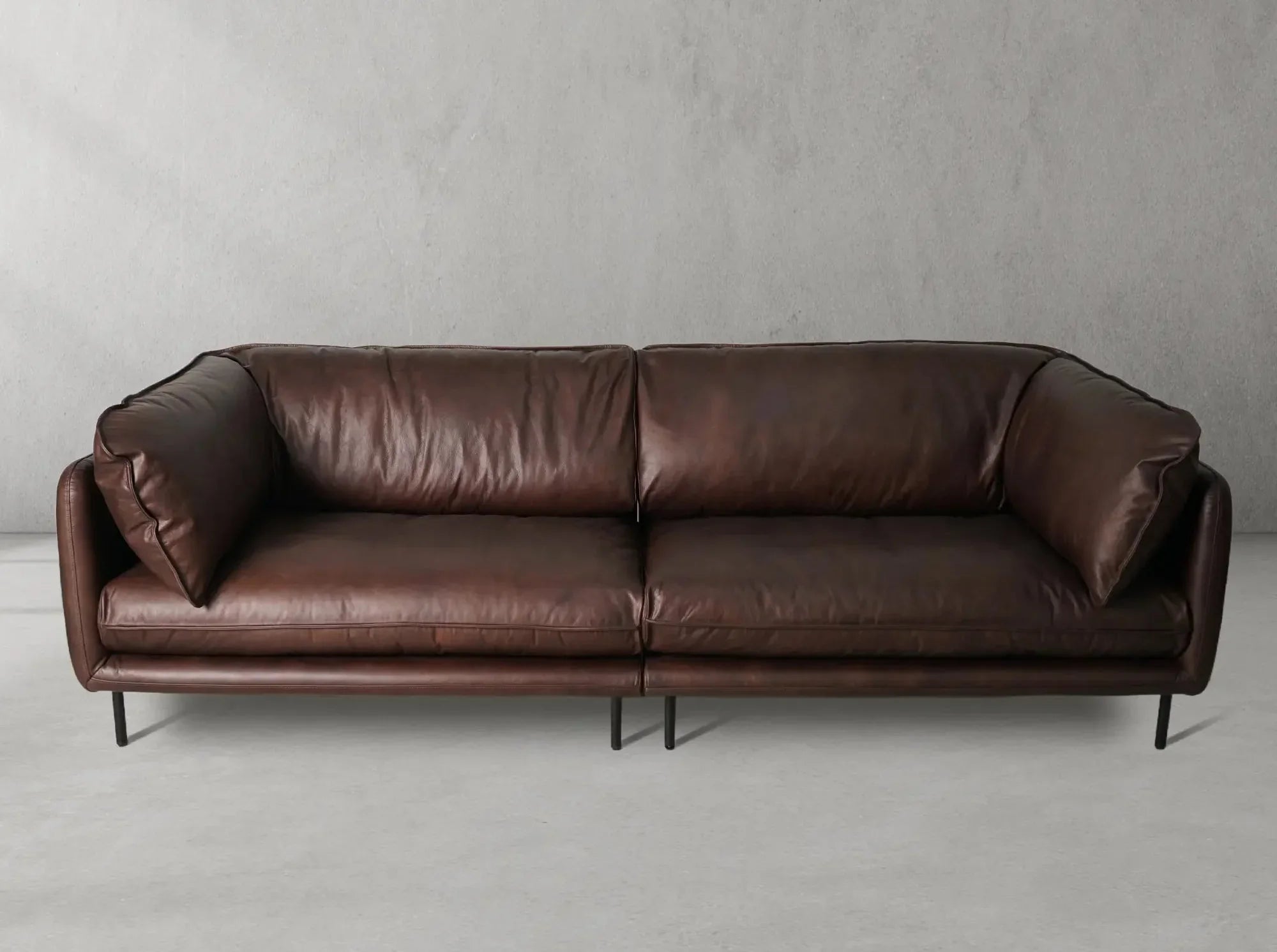Mercury Long Arm Leather & Mental Sofa
