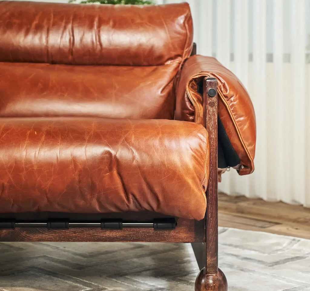 Mercury Cowhide Walnut Sofa Chair