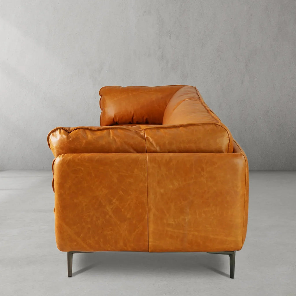 Mercury Long Arm Leather & Mental Sofa