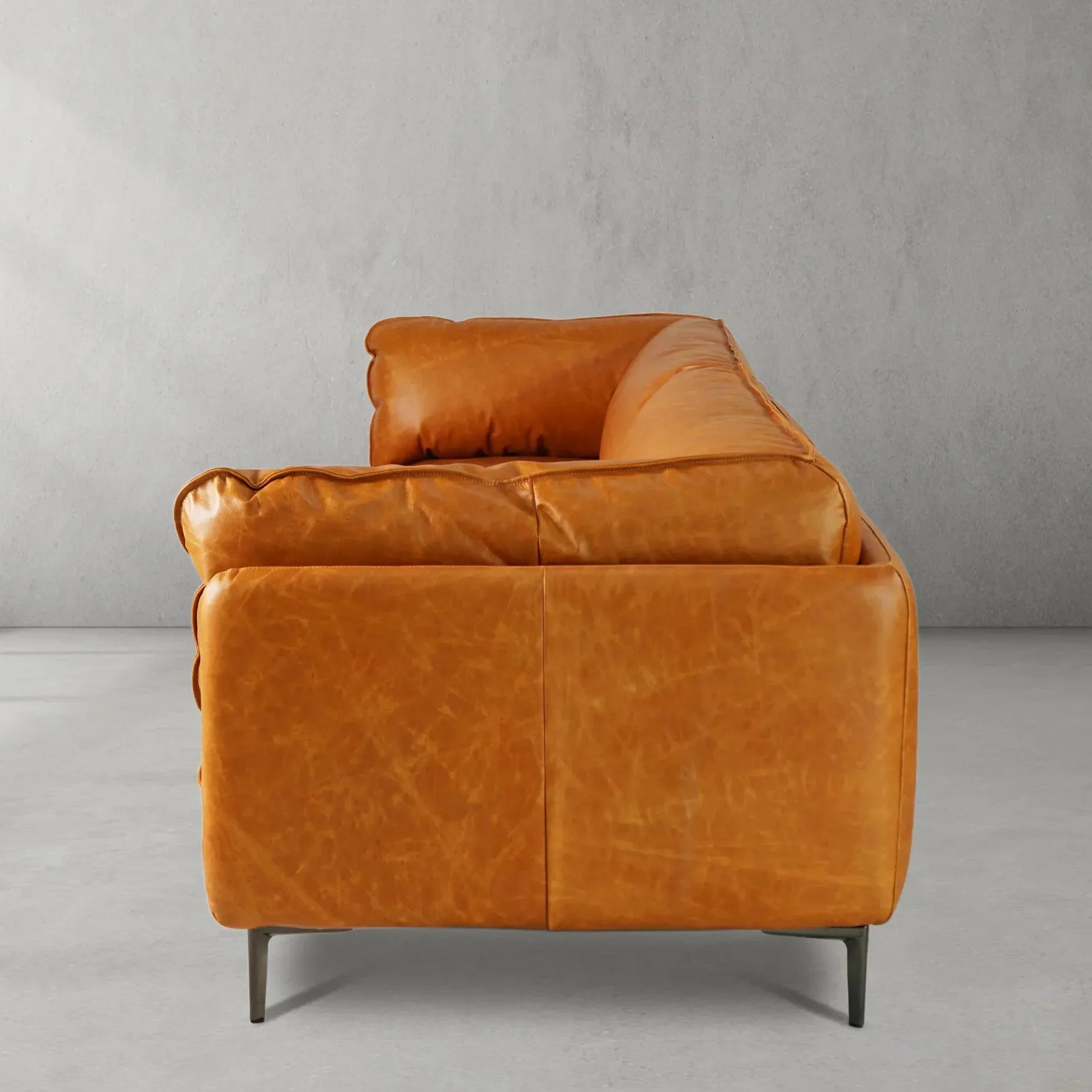 Mercury Long Arm Leather & Mental Sofa