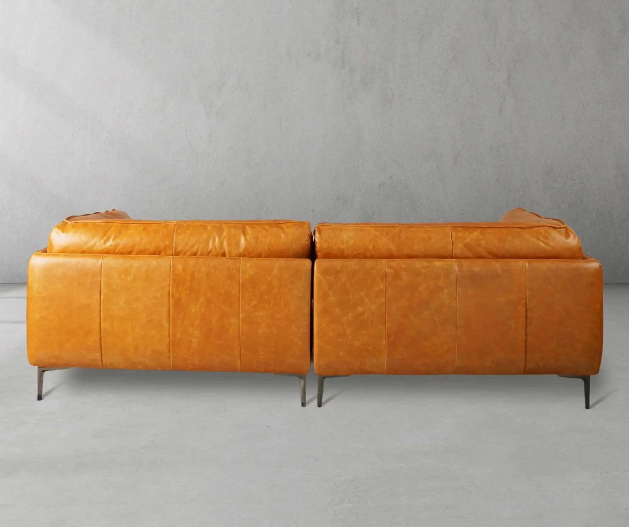 Mercury Long Arm Leather & Mental Sofa