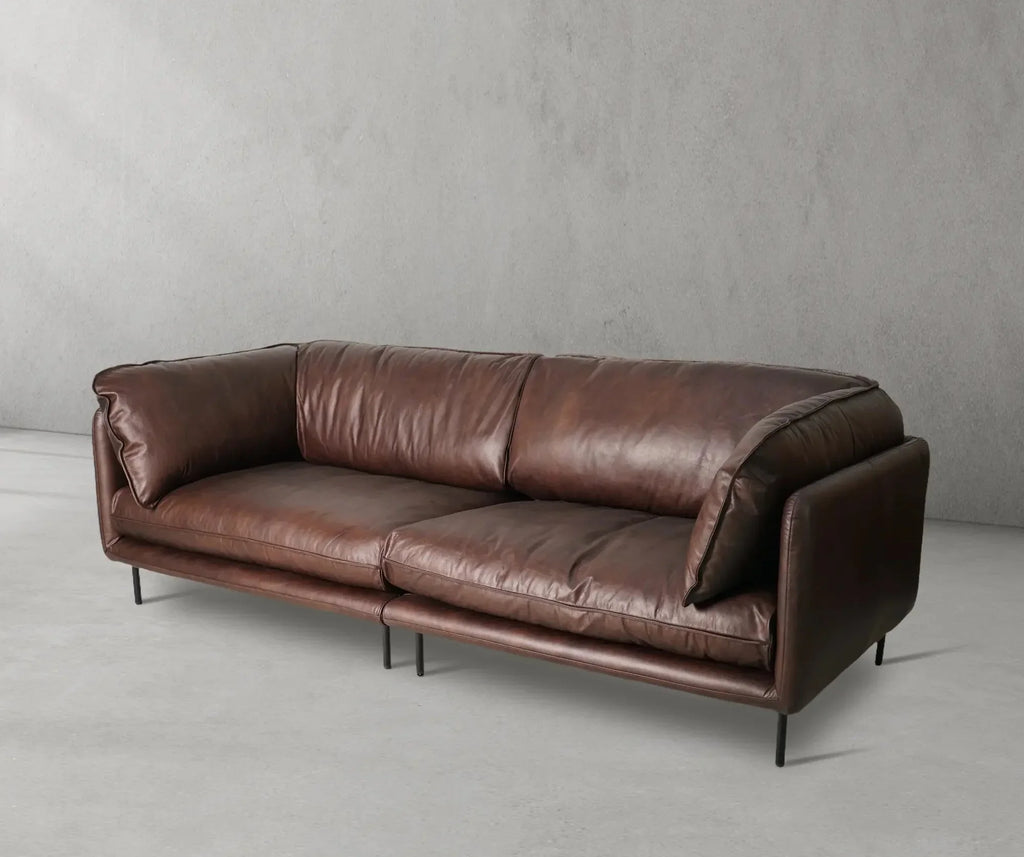 Mercury Long Arm Leather & Mental Sofa