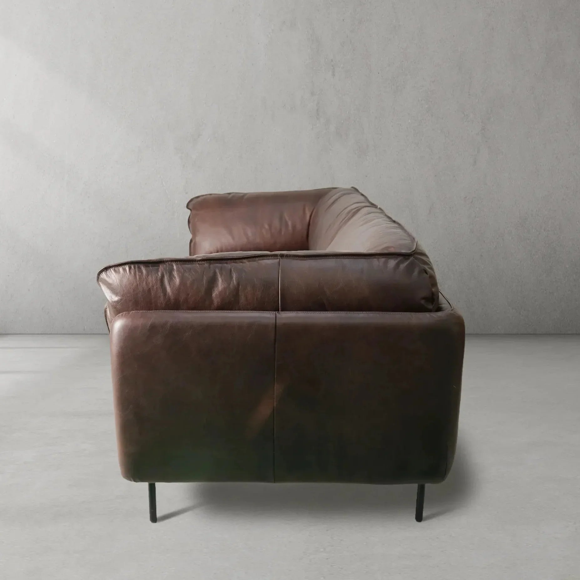 Mercury Long Arm Leather & Mental Sofa