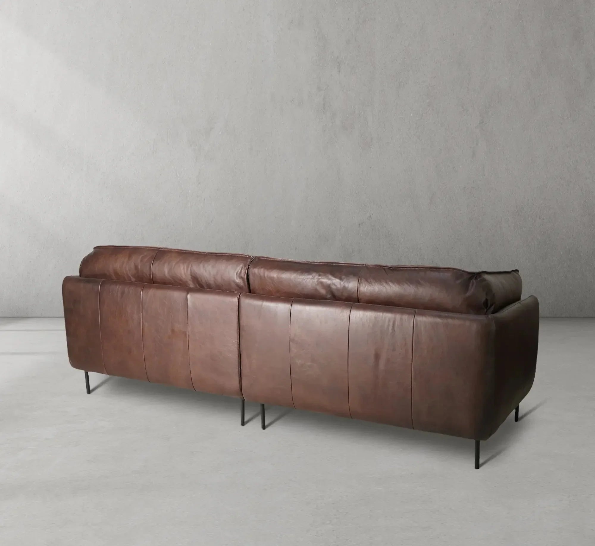 Mercury Long Arm Leather & Mental Sofa