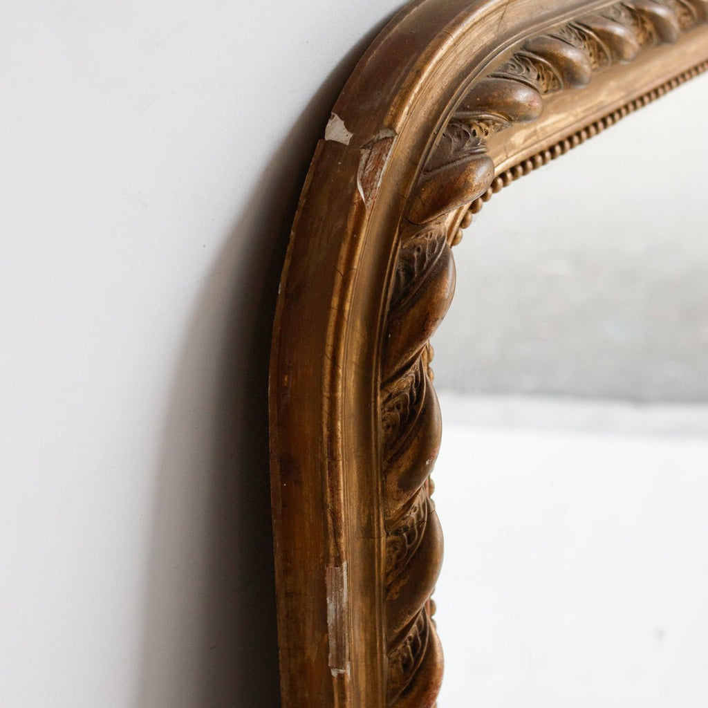 Grande Vintage Louis Philippe Gilded Wall Mirror with Foxed Glass