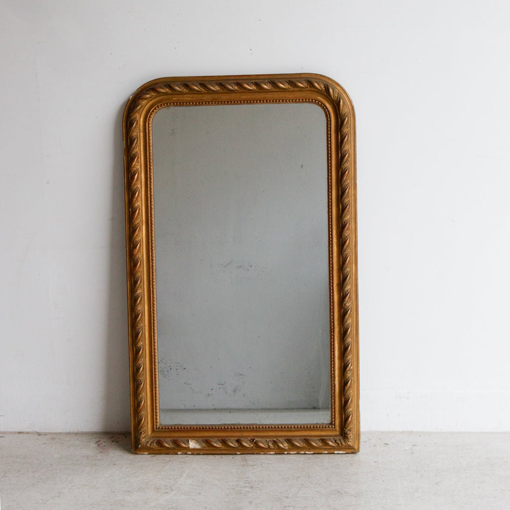 Grande Vintage Louis Philippe Gilded Wall Mirror with Foxed Glass