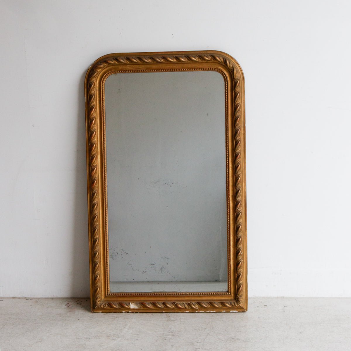 Grande Vintage Louis Philippe Gilded Wall Mirror with Foxed Glass
