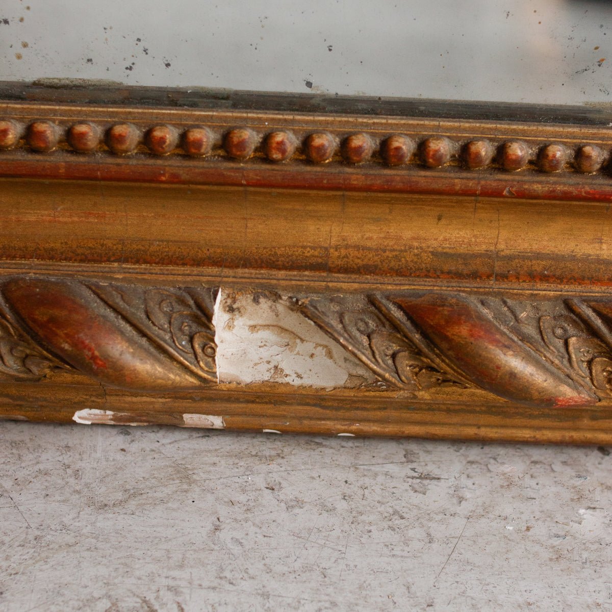 Grande Vintage Louis Philippe Gilded Wall Mirror with Foxed Glass