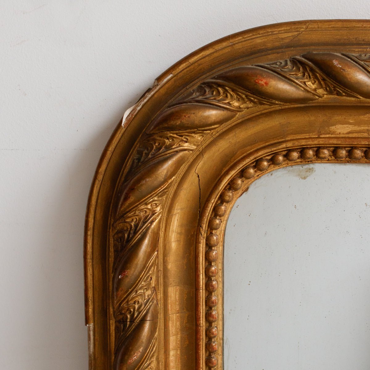 Grande Vintage Louis Philippe Gilded Wall Mirror with Foxed Glass
