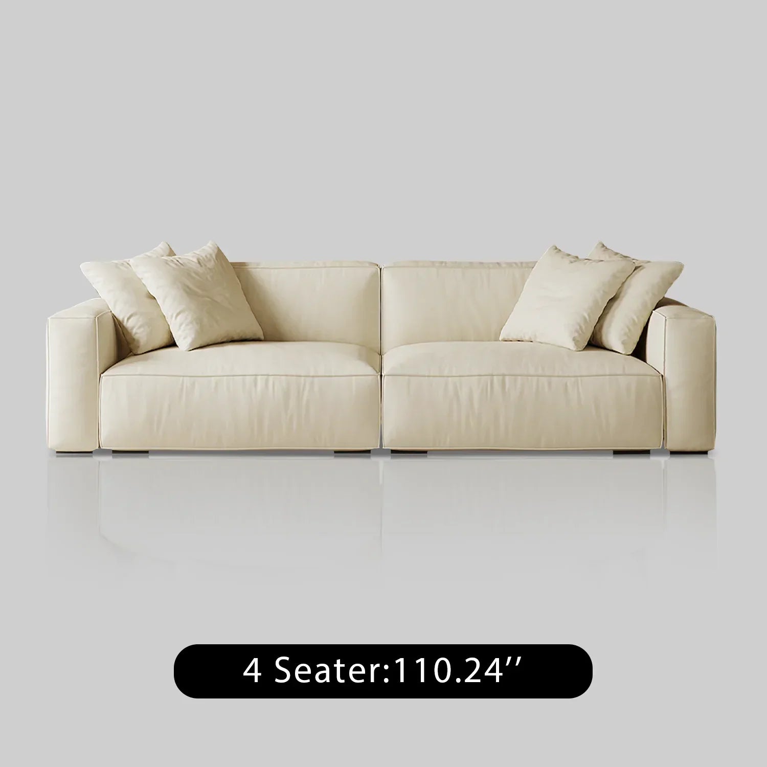 Italian Minimalist Sofa with Full-Grain Leather